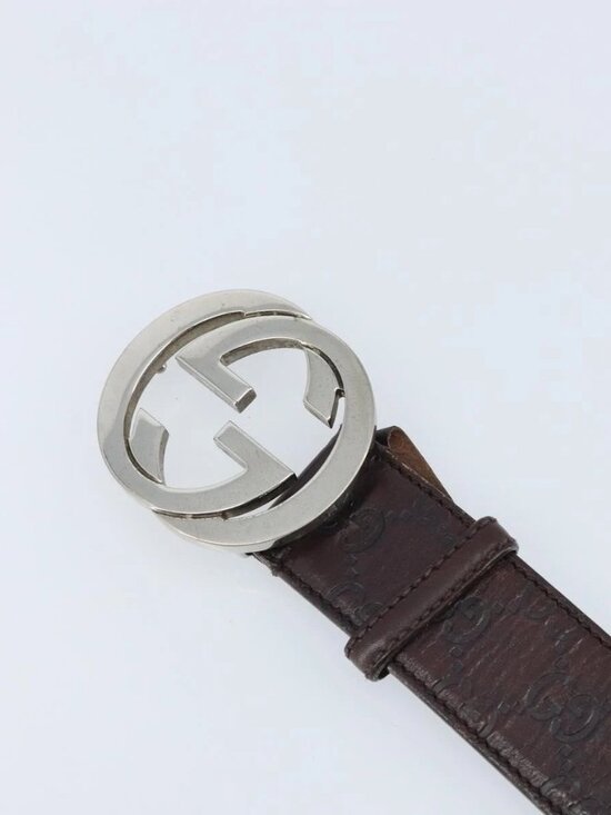 GUCCI GG Canvas Guccissima Belt Leather 45.3\